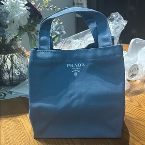 Small Blue Canvas Monogrammed Tote